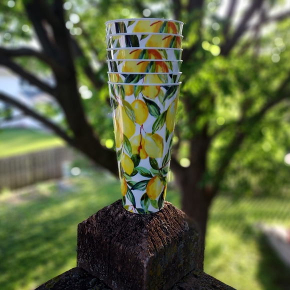 Set of 6 Tuscan Lemon Kitchen Drinkware Tumblers Perfect for Indoor/Outdoor Use! - Picture 2 of 8